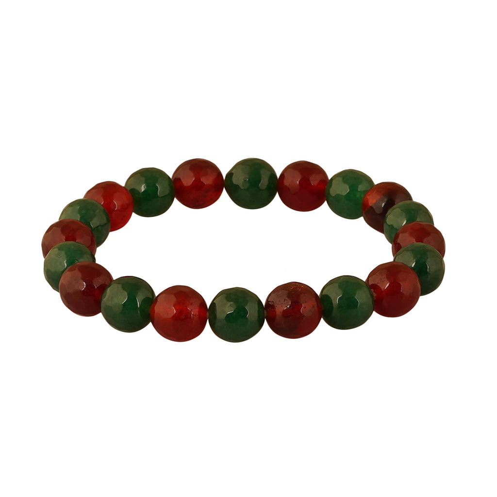 Green Aventurine Red Jasper Diamond Cut Bracelet