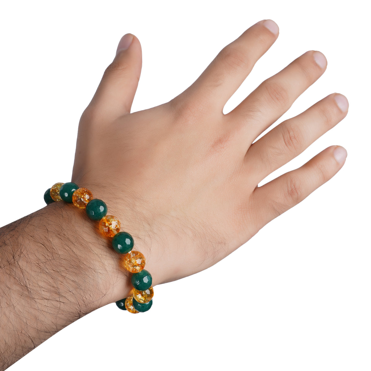 Green Aventurine Citrine Diamond Cut Bracelet