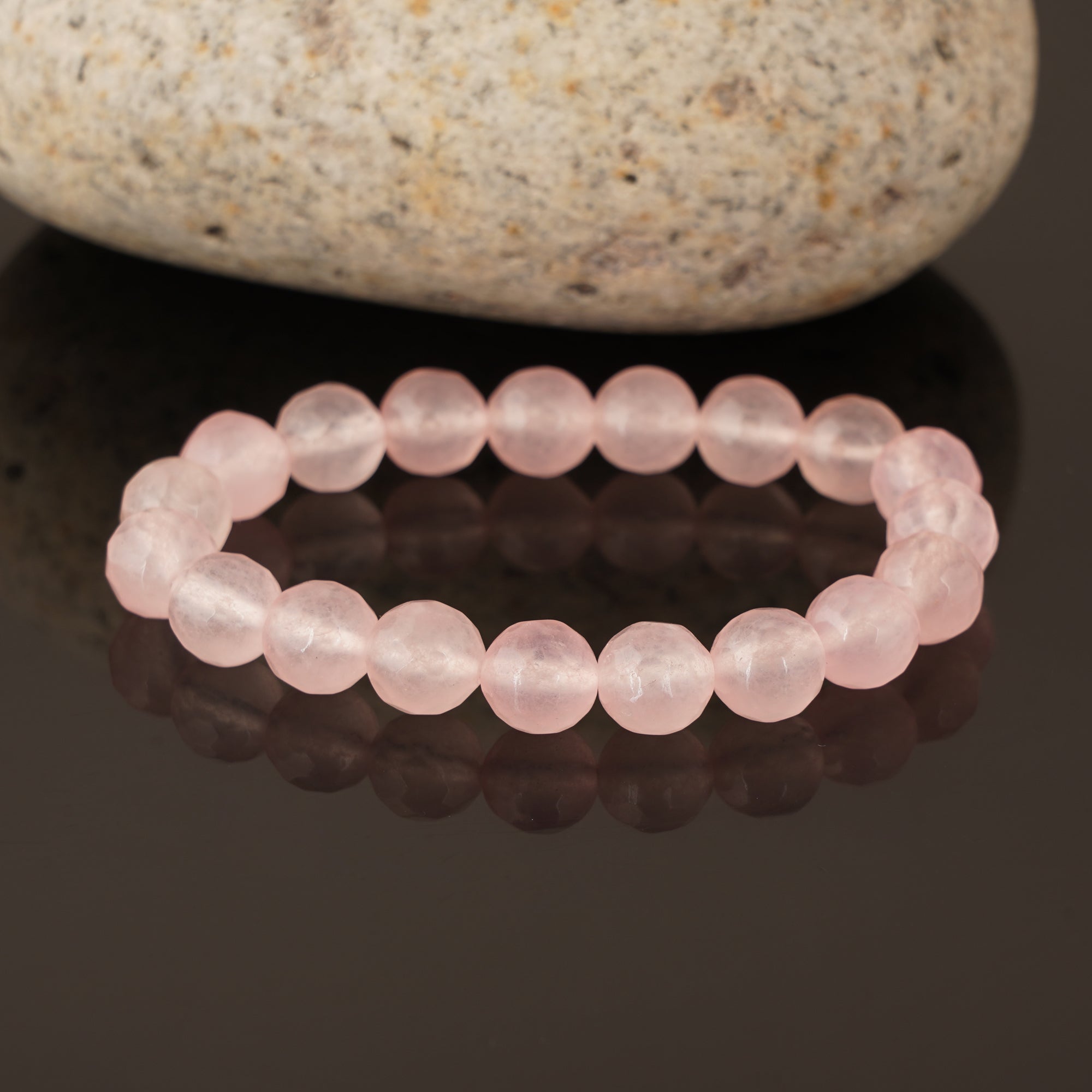 Rose Quartz Diamond Cut Bracelet