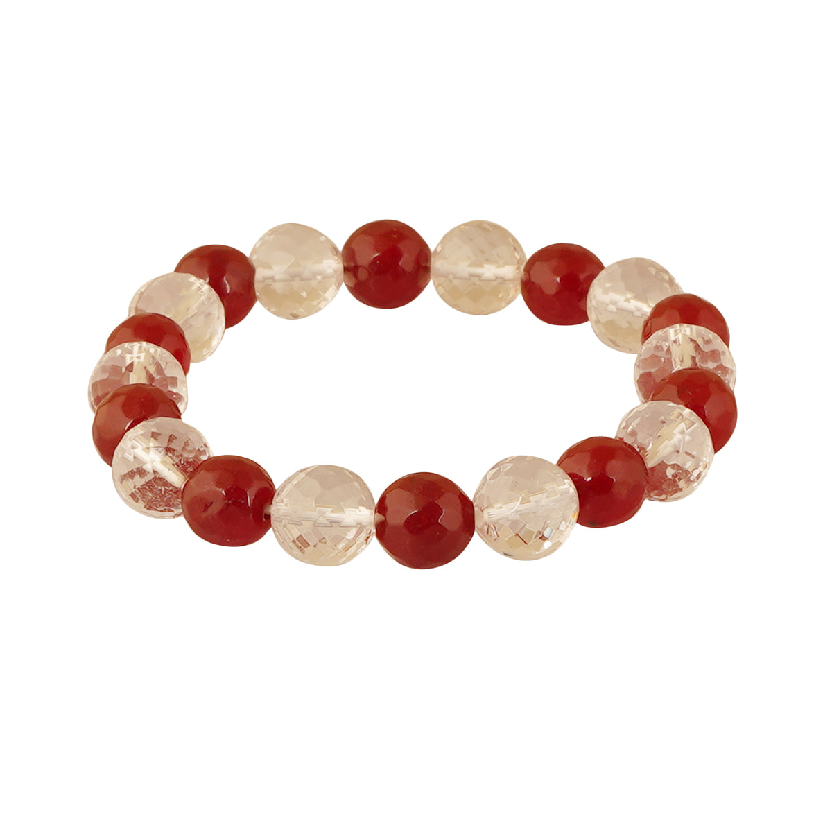 Clear Quartz Red Jasper Diamond Cut Bracelet